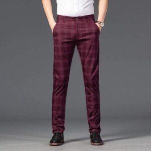 Maroon color check design formal pant